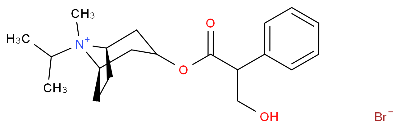 (1R,5R)-3-[(3-hydroxy-2-phenylpropanoyl)oxy]-8-methyl-8-(propan-2-yl)-8-azabicyclo[3.2.1]octan-8-ium bromide_分子结构_CAS_60205-81-4