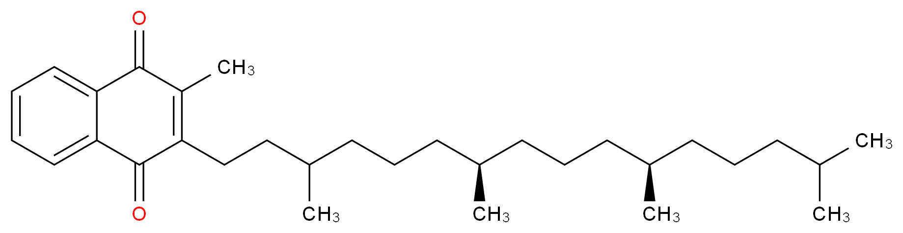 2-methyl-3-[(7R,11R)-3,7,11,15-tetramethylhexadecyl]-1,4-dihydronaphthalene-1,4-dione_分子结构_CAS_64236-23-3