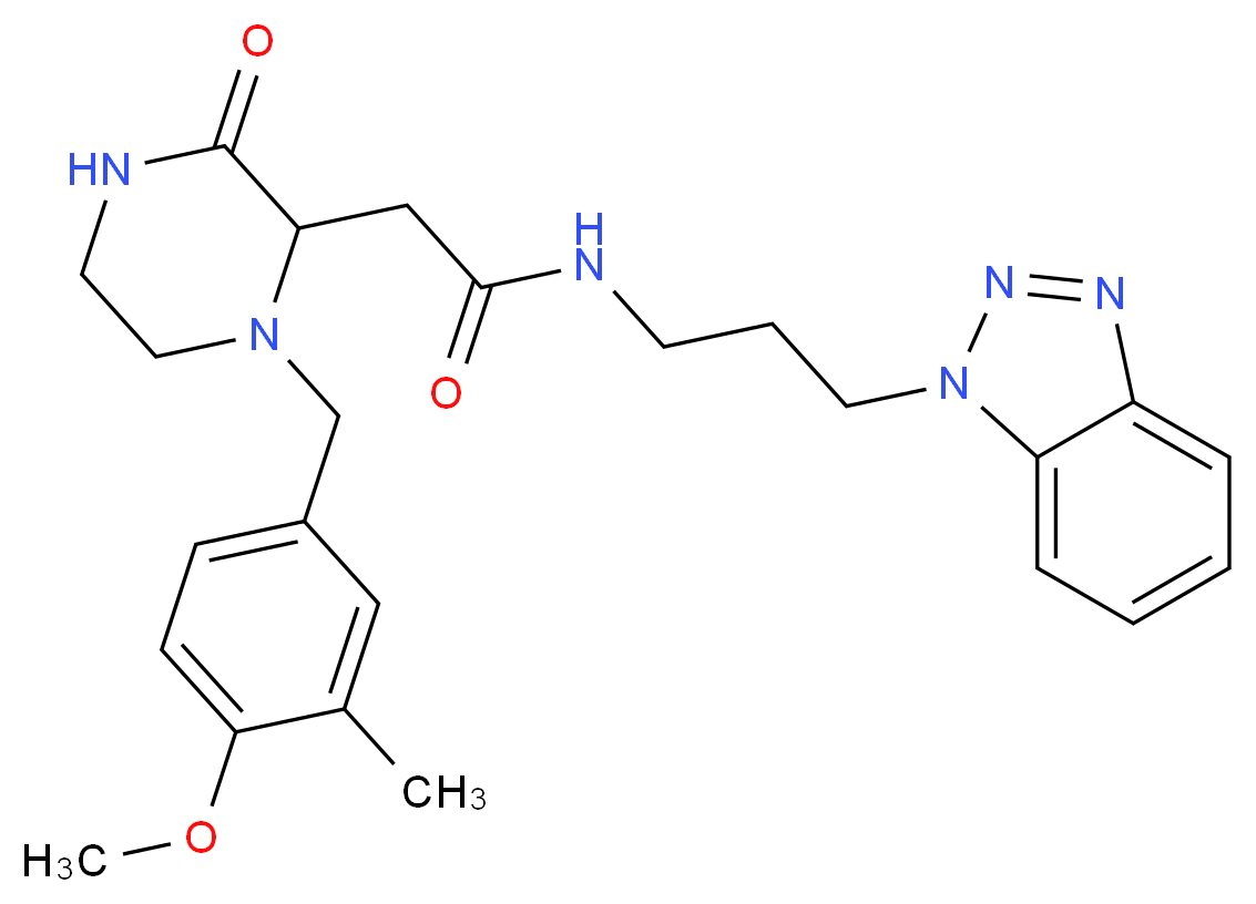 N-[3-(1H-1,2,3-benzotriazol-1-yl)propyl]-2-[1-(4-methoxy-3-methylbenzyl)-3-oxo-2-piperazinyl]acetamide_分子结构_CAS_)