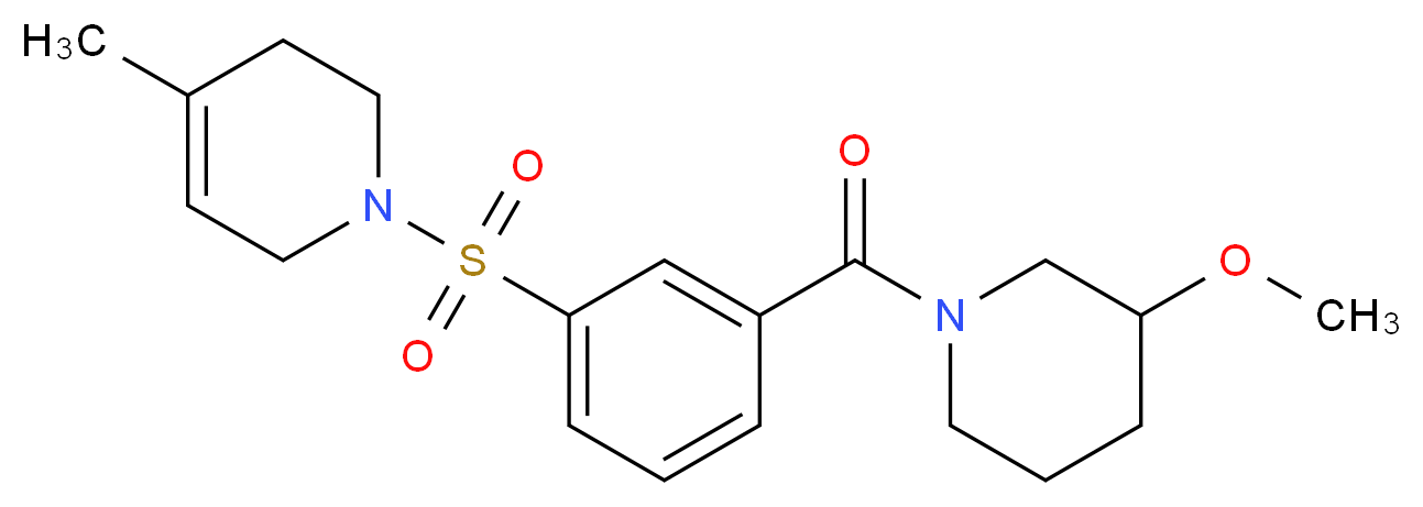 1-({3-[(3-methoxypiperidin-1-yl)carbonyl]phenyl}sulfonyl)-4-methyl-1,2,3,6-tetrahydropyridine_分子结构_CAS_)