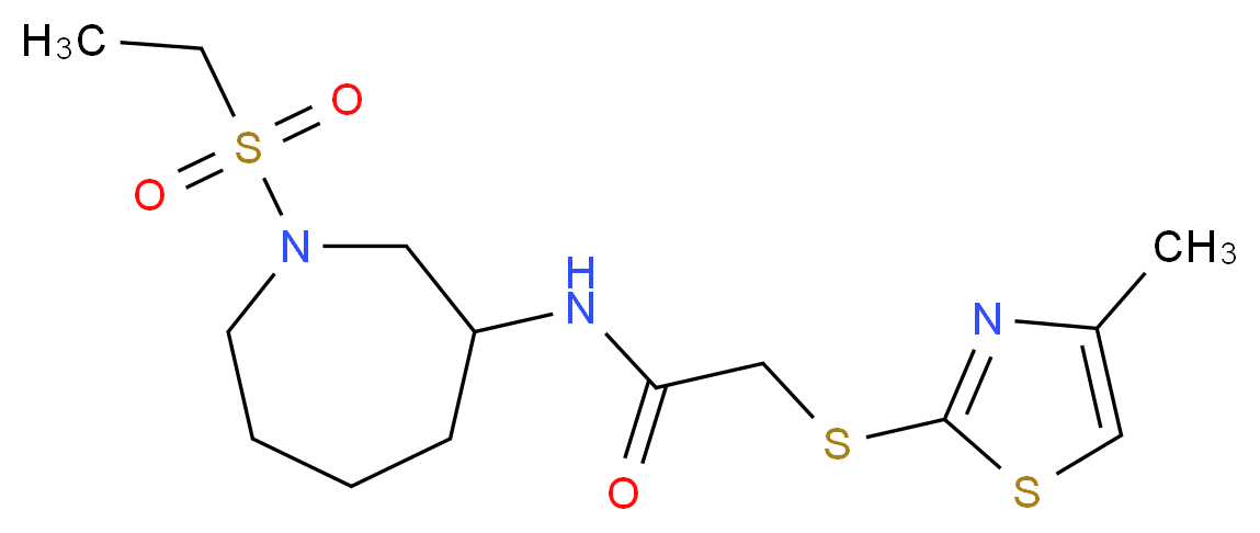 N-[1-(ethylsulfonyl)azepan-3-yl]-2-[(4-methyl-1,3-thiazol-2-yl)thio]acetamide_分子结构_CAS_)