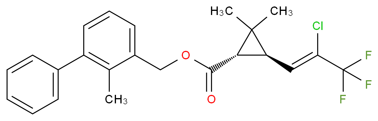 (2-methyl-3-phenylphenyl)methyl (1S,3R)-3-[(1Z)-2-chloro-3,3,3-trifluoroprop-1-en-1-yl]-2,2-dimethylcyclopropane-1-carboxylate_分子结构_CAS_83322-02-5