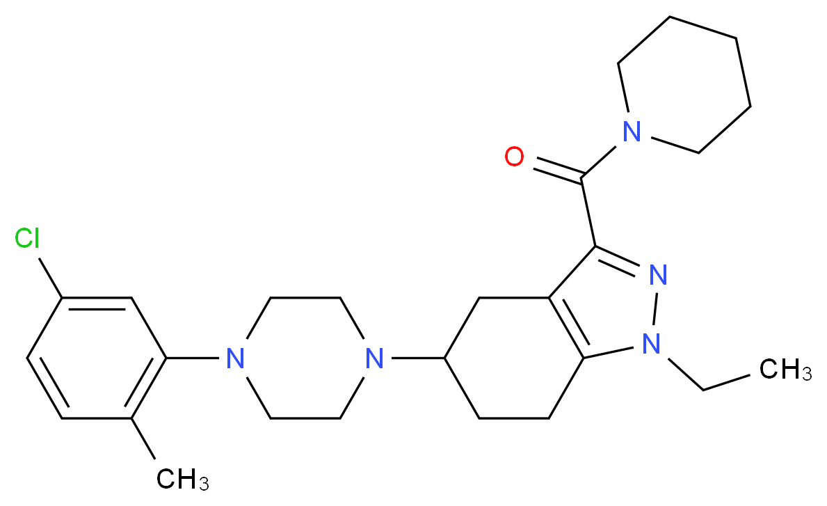 5-[4-(5-chloro-2-methylphenyl)-1-piperazinyl]-1-ethyl-3-(1-piperidinylcarbonyl)-4,5,6,7-tetrahydro-1H-indazole_分子结构_CAS_)