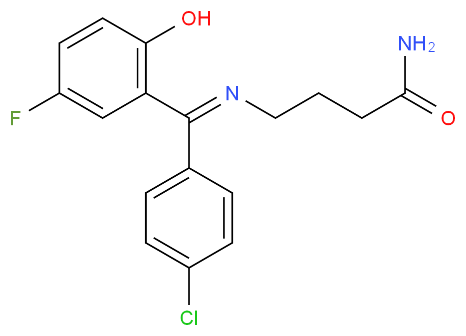 4-[(E)-[(4-chlorophenyl)(5-fluoro-2-hydroxyphenyl)methylidene]amino]butanamide_分子结构_CAS_62666-20-0