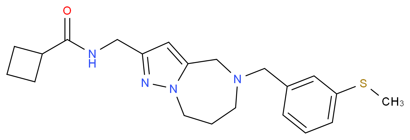 N-({5-[3-(methylthio)benzyl]-5,6,7,8-tetrahydro-4H-pyrazolo[1,5-a][1,4]diazepin-2-yl}methyl)cyclobutanecarboxamide_分子结构_CAS_)