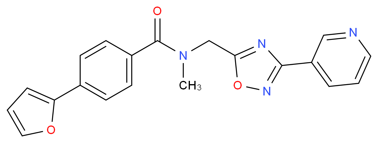 4-(2-furyl)-N-methyl-N-{[3-(3-pyridinyl)-1,2,4-oxadiazol-5-yl]methyl}benzamide_分子结构_CAS_)