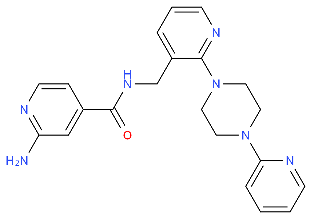 2-amino-N-({2-[4-(2-pyridinyl)-1-piperazinyl]-3-pyridinyl}methyl)isonicotinamide_分子结构_CAS_)