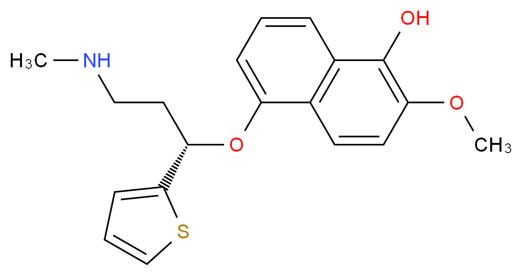 2-methoxy-5-[(1S)-3-(methylamino)-1-(thiophen-2-yl)propoxy]naphthalen-1-ol_分子结构_CAS_741693-79-8