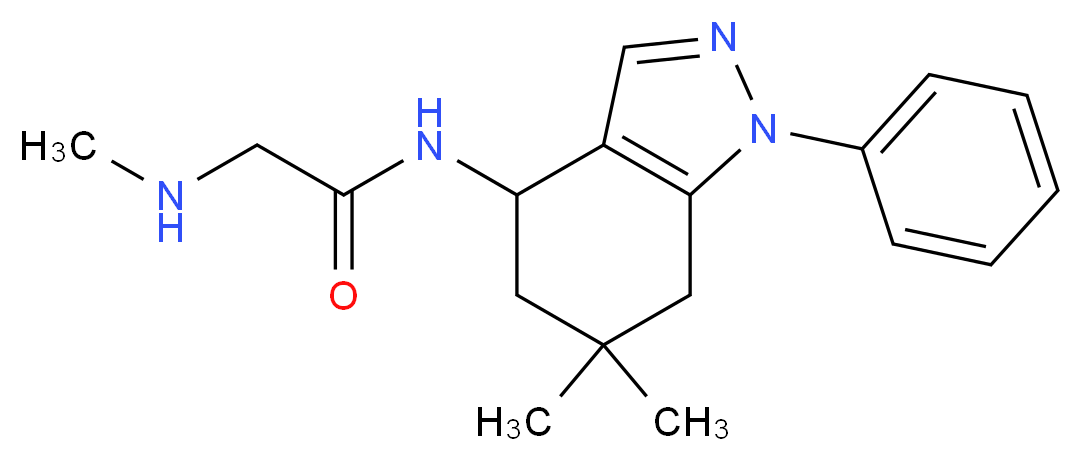 N-(6,6-dimethyl-1-phenyl-4,5,6,7-tetrahydro-1H-indazol-4-yl)-2-(methylamino)acetamide_分子结构_CAS_)