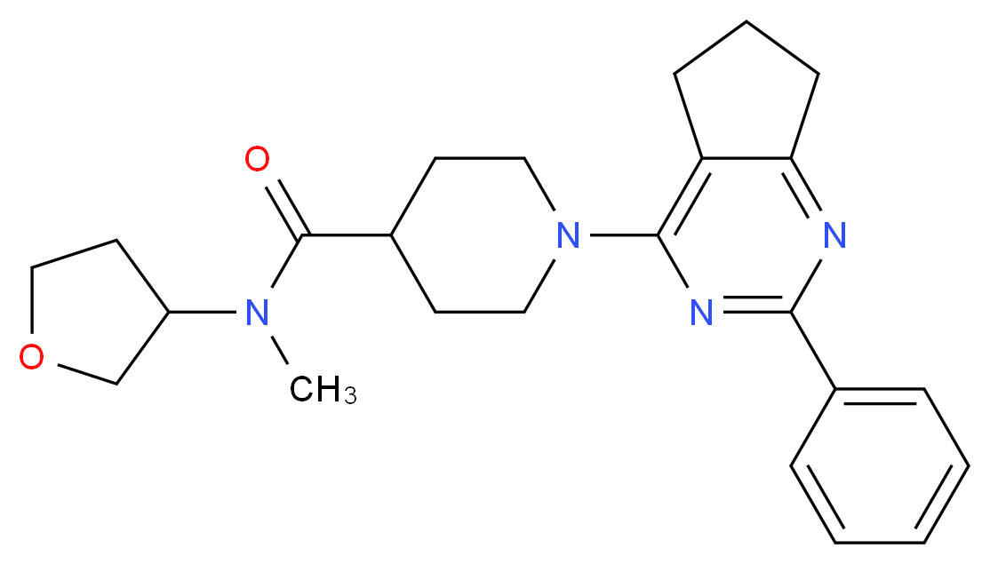 N-methyl-1-(2-phenyl-6,7-dihydro-5H-cyclopenta[d]pyrimidin-4-yl)-N-(tetrahydro-3-furanyl)-4-piperidinecarboxamide_分子结构_CAS_)