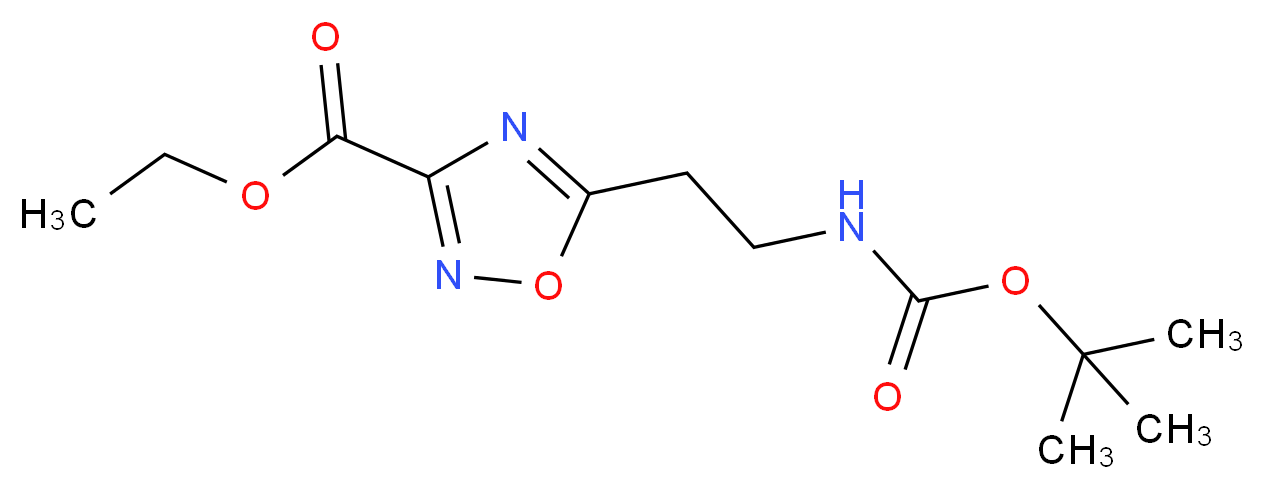 ethyl 5-(2-{[(tert-butoxy)carbonyl]amino}ethyl)-1,2,4-oxadiazole-3-carboxylate_分子结构_CAS_652158-82-2