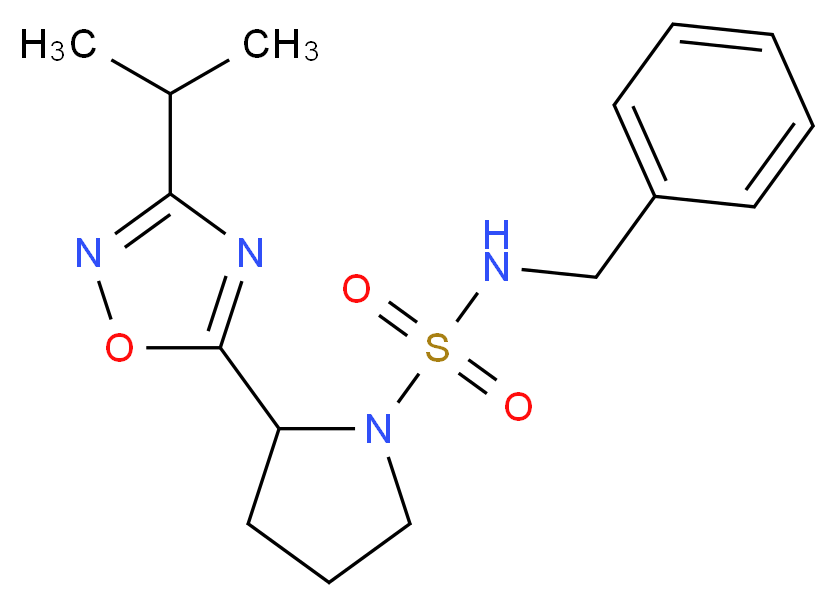 N-benzyl-2-(3-isopropyl-1,2,4-oxadiazol-5-yl)pyrrolidine-1-sulfonamide_分子结构_CAS_)