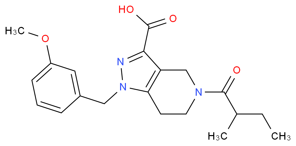 1-(3-methoxybenzyl)-5-(2-methylbutanoyl)-4,5,6,7-tetrahydro-1H-pyrazolo[4,3-c]pyridine-3-carboxylic acid_分子结构_CAS_)