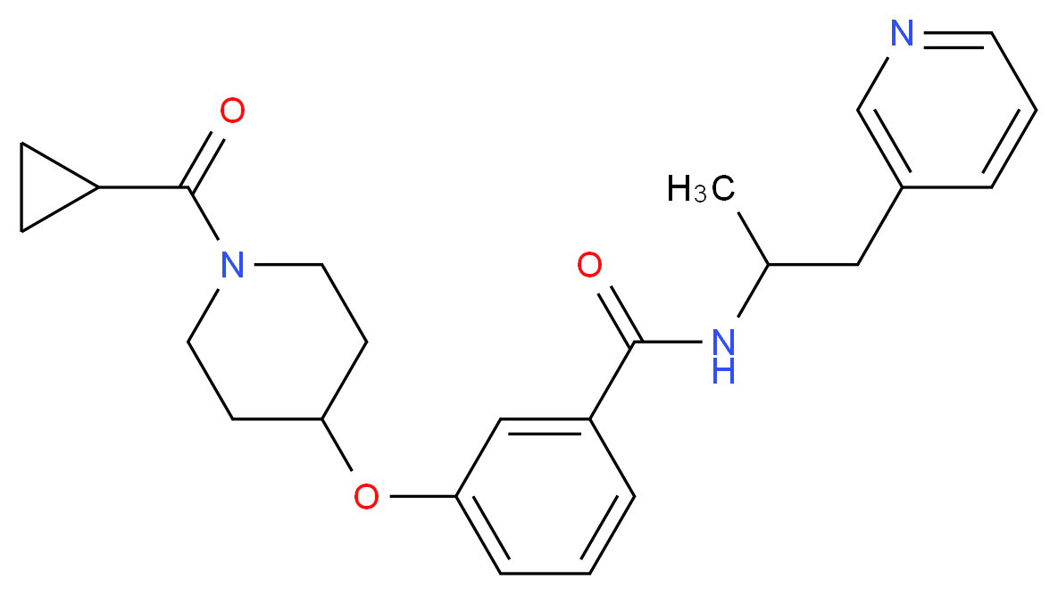 3-{[1-(cyclopropylcarbonyl)-4-piperidinyl]oxy}-N-[1-methyl-2-(3-pyridinyl)ethyl]benzamide_分子结构_CAS_)