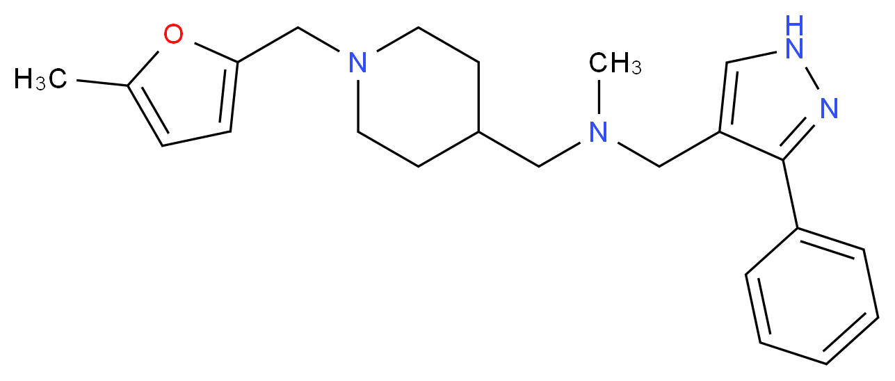N-methyl-1-{1-[(5-methyl-2-furyl)methyl]-4-piperidinyl}-N-[(3-phenyl-1H-pyrazol-4-yl)methyl]methanamine_分子结构_CAS_)