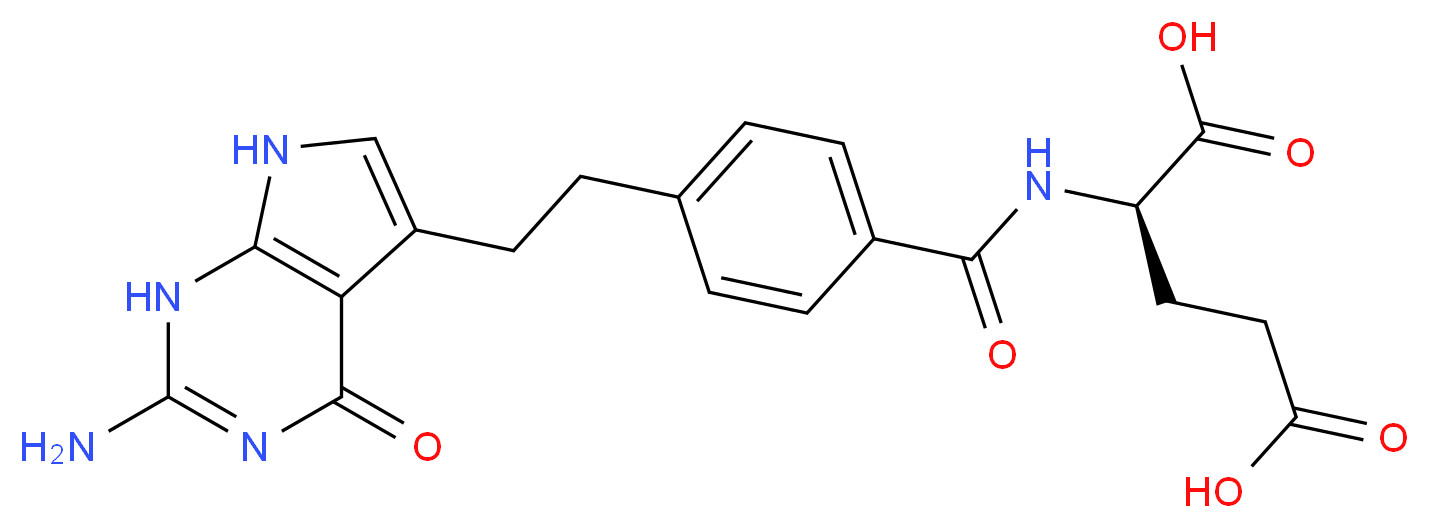 (2R)-2-{[4-(2-{2-amino-4-oxo-1H,4H,7H-pyrrolo[2,3-d]pyrimidin-5-yl}ethyl)phenyl]formamido}pentanedioic acid_分子结构_CAS_150399-23-8