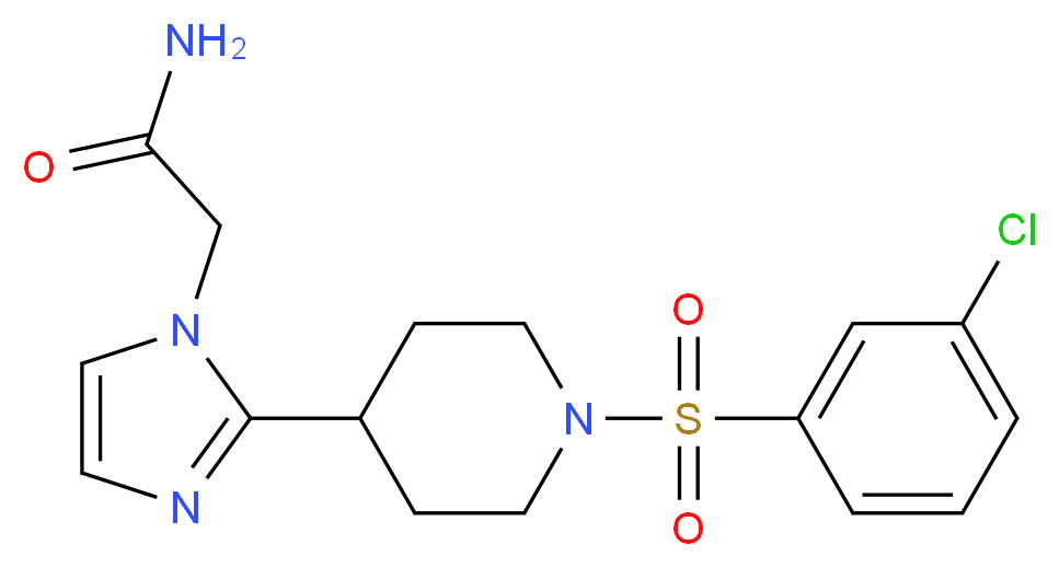 2-(2-{1-[(3-chlorophenyl)sulfonyl]piperidin-4-yl}-1H-imidazol-1-yl)acetamide_分子结构_CAS_)
