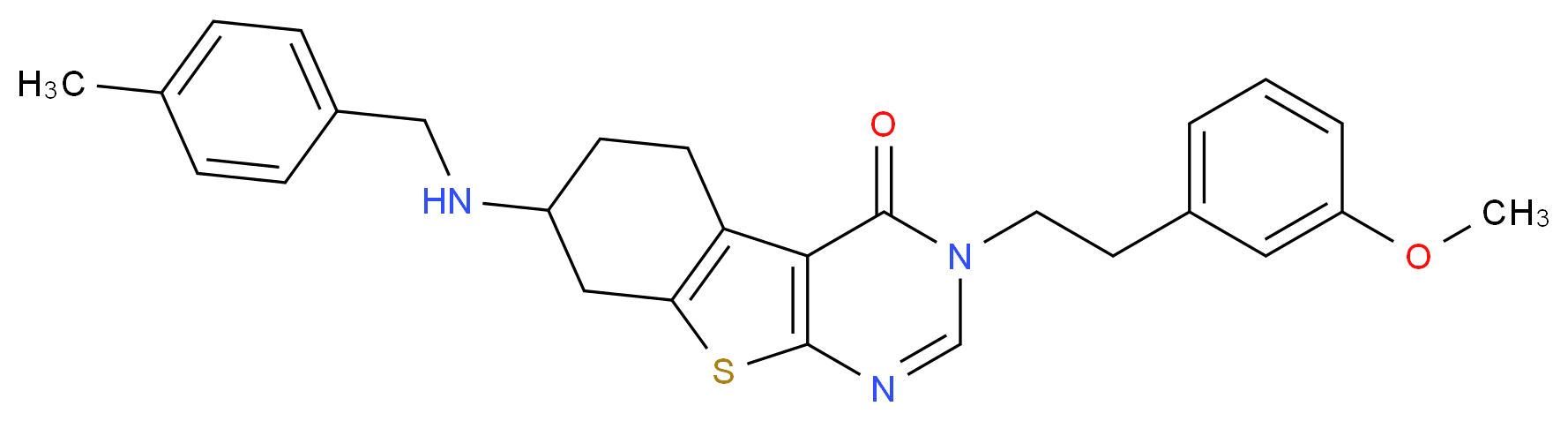 3-[2-(3-methoxyphenyl)ethyl]-7-[(4-methylbenzyl)amino]-5,6,7,8-tetrahydro[1]benzothieno[2,3-d]pyrimidin-4(3H)-one_分子结构_CAS_)
