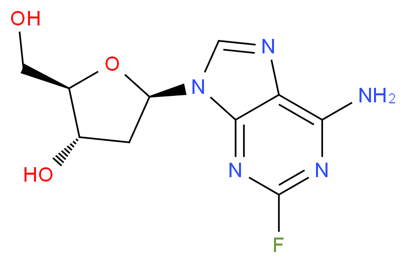 (2R,3S,5R)-5-(6-amino-2-fluoro-9H-purin-9-yl)-2-(hydroxymethyl)oxolan-3-ol_分子结构_CAS_21679-12-9
