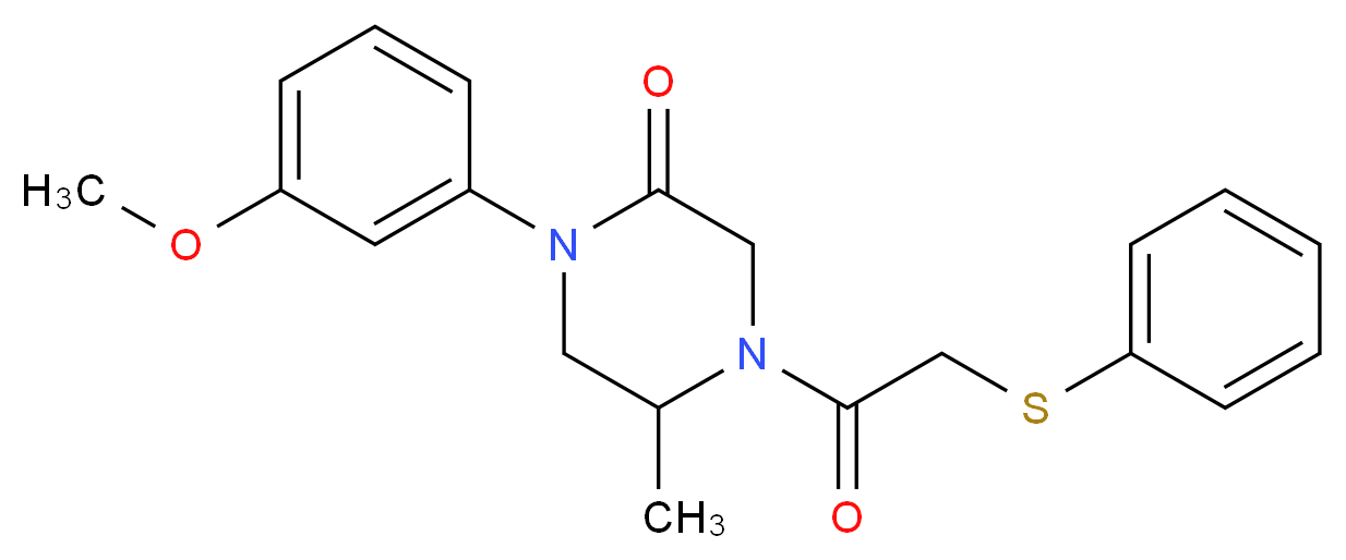 1-(3-methoxyphenyl)-5-methyl-4-[(phenylthio)acetyl]-2-piperazinone_分子结构_CAS_)