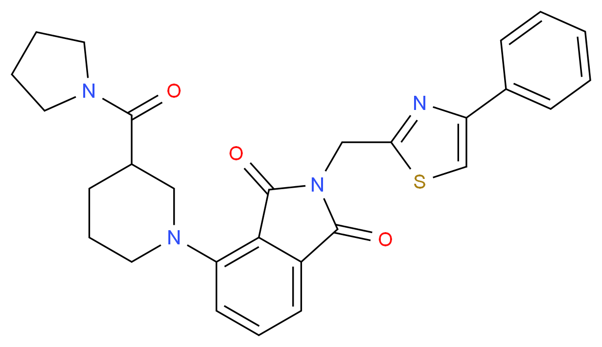 2-[(4-phenyl-1,3-thiazol-2-yl)methyl]-4-[3-(1-pyrrolidinylcarbonyl)-1-piperidinyl]-1H-isoindole-1,3(2H)-dione_分子结构_CAS_)