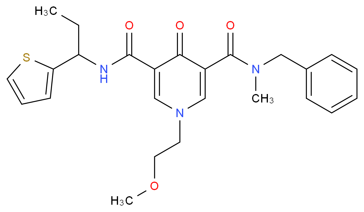 N-benzyl-1-(2-methoxyethyl)-N-methyl-4-oxo-N'-[1-(2-thienyl)propyl]-1,4-dihydro-3,5-pyridinedicarboxamide_分子结构_CAS_)