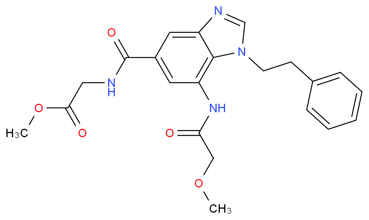 methyl N-{[7-[(methoxyacetyl)amino]-1-(2-phenylethyl)-1H-benzimidazol-5-yl]carbonyl}glycinate_分子结构_CAS_)