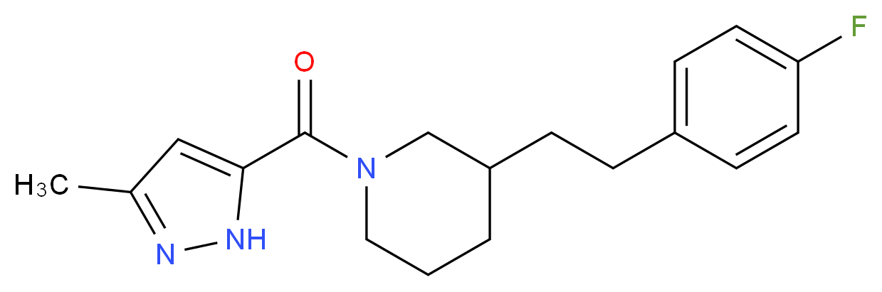 3-[2-(4-fluorophenyl)ethyl]-1-[(3-methyl-1H-pyrazol-5-yl)carbonyl]piperidine_分子结构_CAS_)