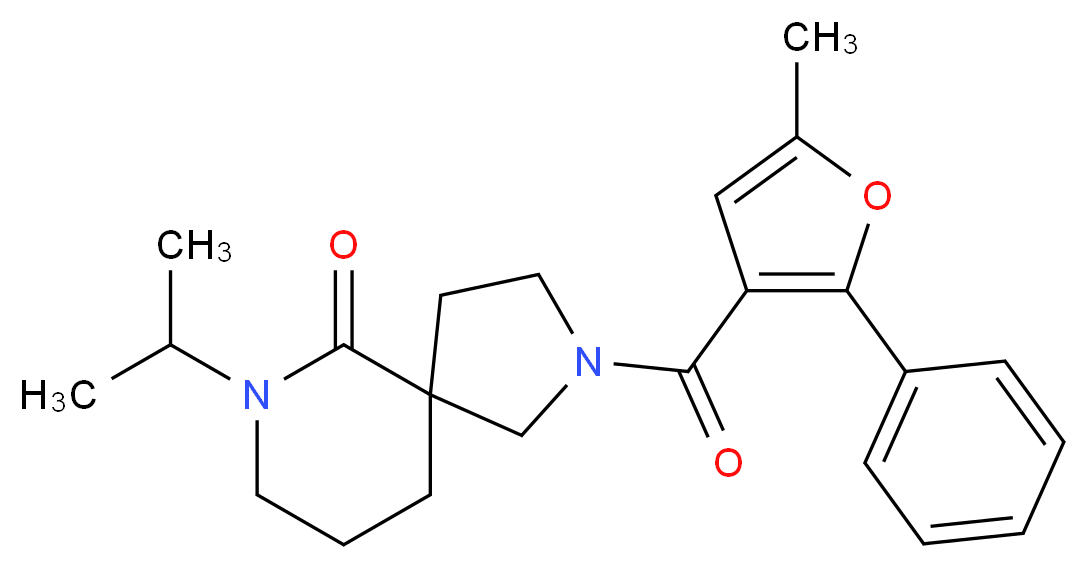 7-isopropyl-2-(5-methyl-2-phenyl-3-furoyl)-2,7-diazaspiro[4.5]decan-6-one_分子结构_CAS_)