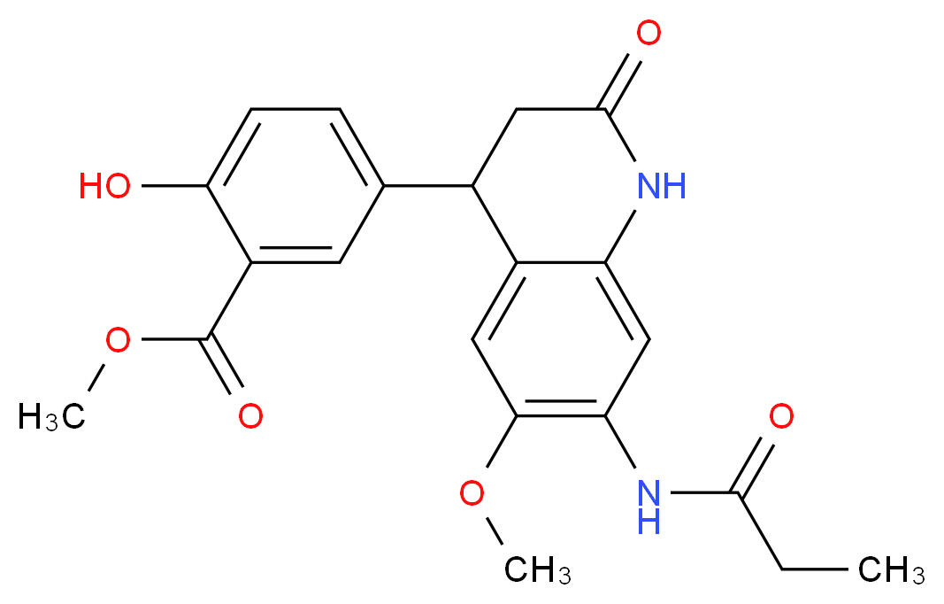 methyl 2-hydroxy-5-[6-methoxy-2-oxo-7-(propionylamino)-1,2,3,4-tetrahydroquinolin-4-yl]benzoate_分子结构_CAS_)