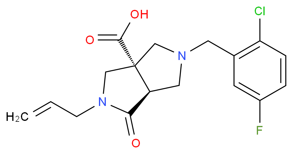 (3aS*,6aS*)-2-allyl-5-(2-chloro-5-fluorobenzyl)-1-oxohexahydropyrrolo[3,4-c]pyrrole-3a(1H)-carboxylic acid_分子结构_CAS_)