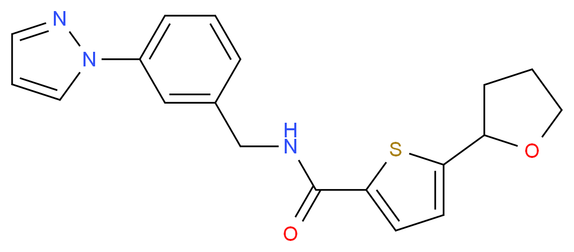 N-[3-(1H-pyrazol-1-yl)benzyl]-5-(tetrahydrofuran-2-yl)thiophene-2-carboxamide_分子结构_CAS_)