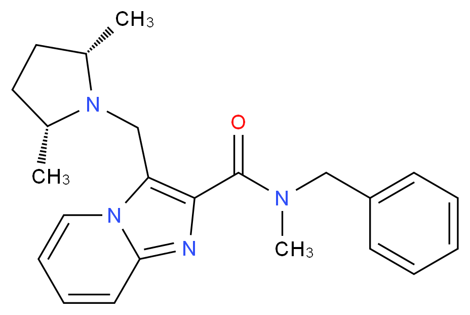 N-benzyl-3-{[(2R*,5S*)-2,5-dimethylpyrrolidin-1-yl]methyl}-N-methylimidazo[1,2-a]pyridine-2-carboxamide_分子结构_CAS_)