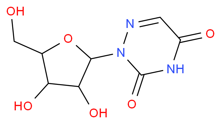 2-[3,4-dihydroxy-5-(hydroxymethyl)oxolan-2-yl]-2,3,4,5-tetrahydro-1,2,4-triazine-3,5-dione_分子结构_CAS_54-25-1