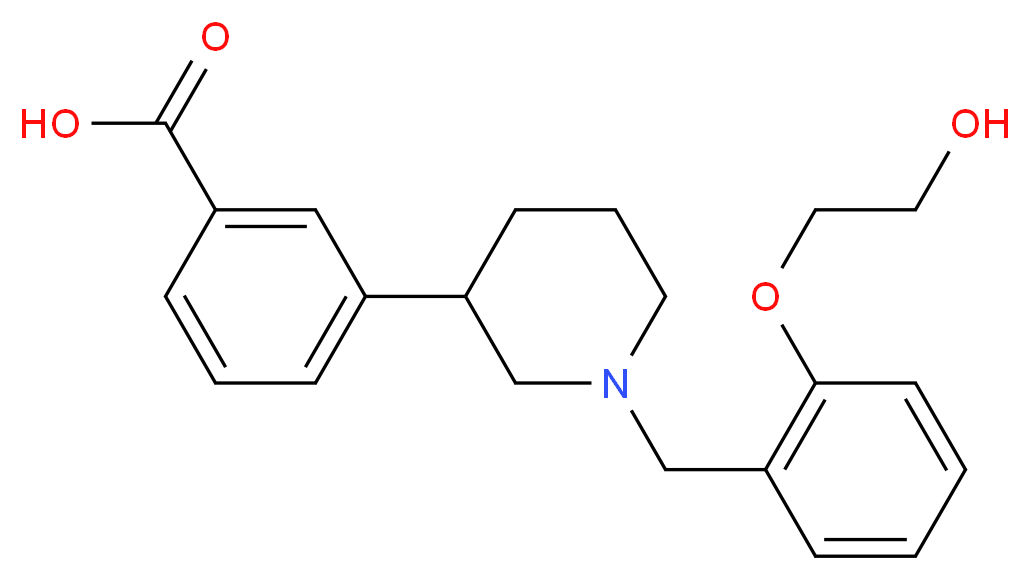 3-{1-[2-(2-hydroxyethoxy)benzyl]piperidin-3-yl}benzoic acid_分子结构_CAS_)