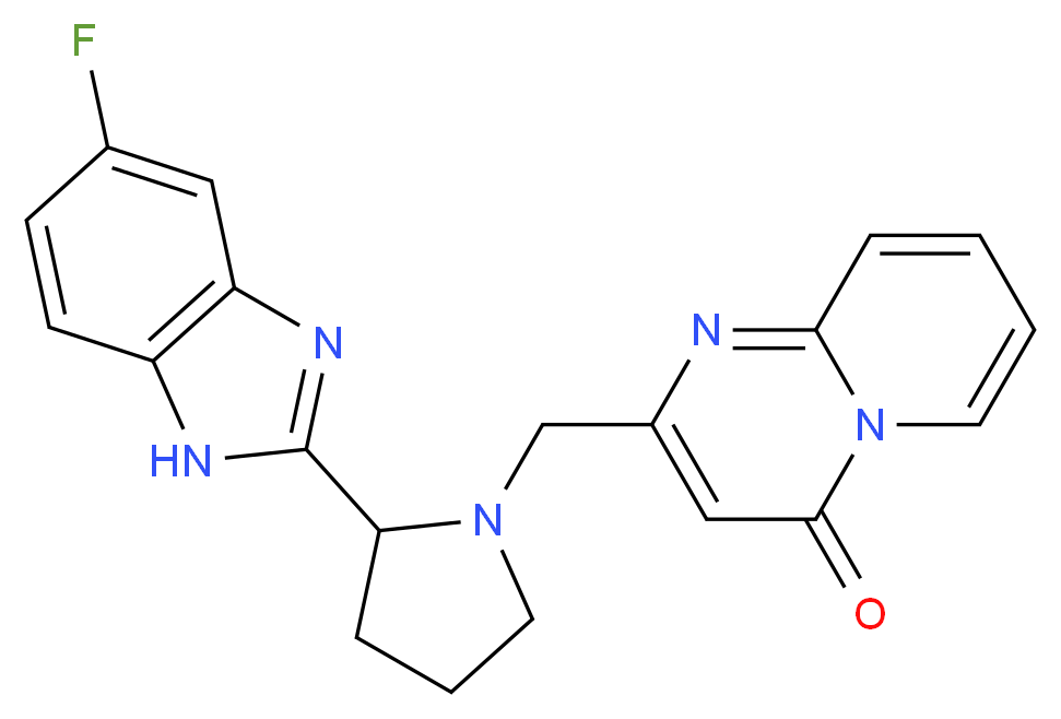 2-{[2-(5-fluoro-1H-benzimidazol-2-yl)-1-pyrrolidinyl]methyl}-4H-pyrido[1,2-a]pyrimidin-4-one_分子结构_CAS_)