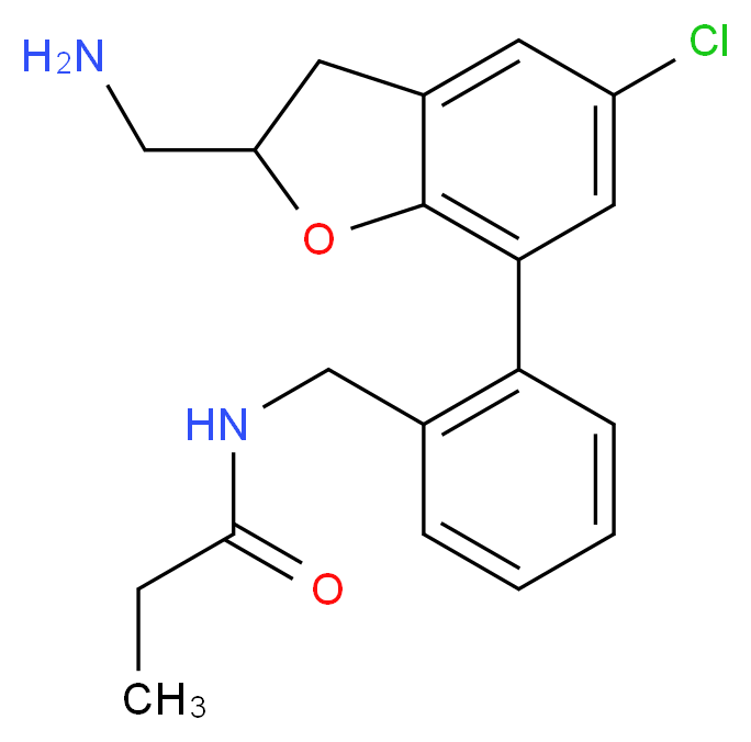 N-{2-[2-(aminomethyl)-5-chloro-2,3-dihydro-1-benzofuran-7-yl]benzyl}propanamide_分子结构_CAS_)