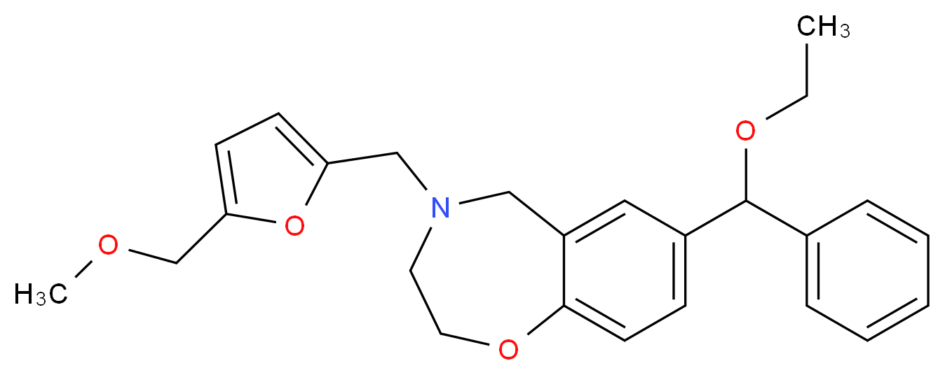 7-[ethoxy(phenyl)methyl]-4-{[5-(methoxymethyl)-2-furyl]methyl}-2,3,4,5-tetrahydro-1,4-benzoxazepine_分子结构_CAS_)