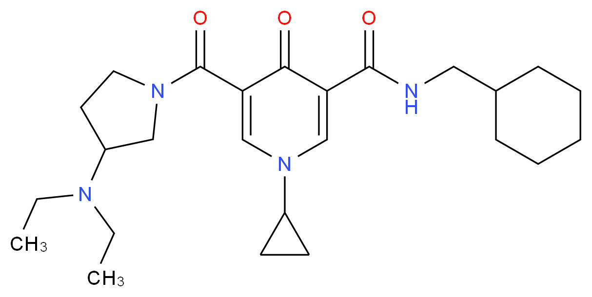 N-(cyclohexylmethyl)-1-cyclopropyl-5-{[3-(diethylamino)-1-pyrrolidinyl]carbonyl}-4-oxo-1,4-dihydro-3-pyridinecarboxamide_分子结构_CAS_)