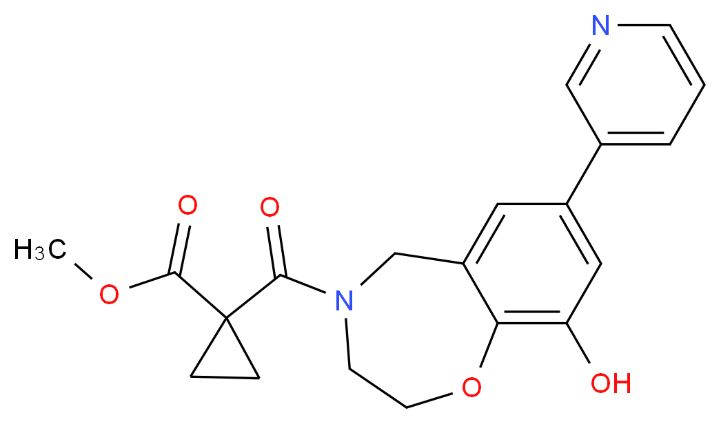 methyl 1-[(9-hydroxy-7-pyridin-3-yl-2,3-dihydro-1,4-benzoxazepin-4(5H)-yl)carbonyl]cyclopropanecarboxylate_分子结构_CAS_)