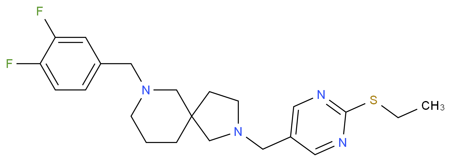 7-(3,4-difluorobenzyl)-2-{[2-(ethylthio)-5-pyrimidinyl]methyl}-2,7-diazaspiro[4.5]decane_分子结构_CAS_)