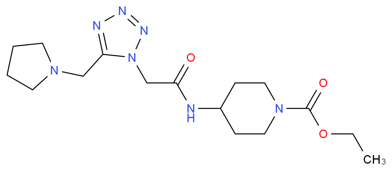 ethyl 4-({[5-(pyrrolidin-1-ylmethyl)-1H-tetrazol-1-yl]acetyl}amino)piperidine-1-carboxylate_分子结构_CAS_)