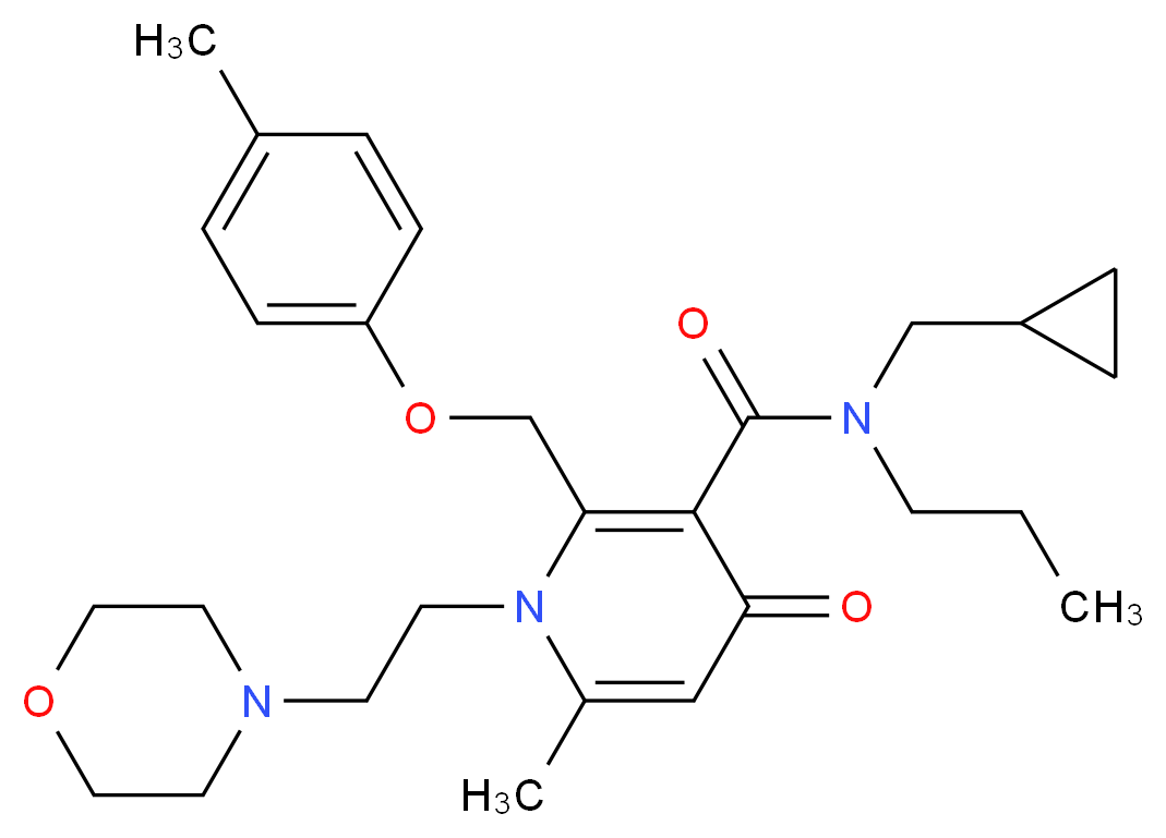 N-(cyclopropylmethyl)-6-methyl-2-[(4-methylphenoxy)methyl]-1-[2-(4-morpholinyl)ethyl]-4-oxo-N-propyl-1,4-dihydro-3-pyridinecarboxamide_分子结构_CAS_)