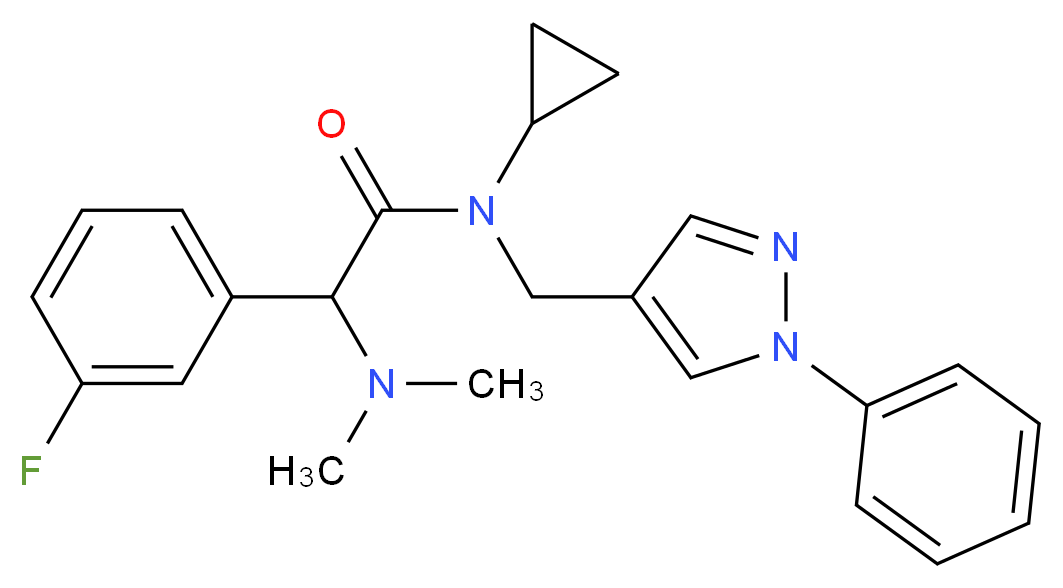 N-cyclopropyl-2-(dimethylamino)-2-(3-fluorophenyl)-N-[(1-phenyl-1H-pyrazol-4-yl)methyl]acetamide_分子结构_CAS_)