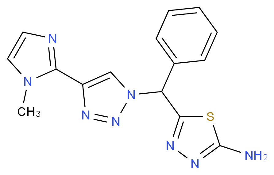 5-[[4-(1-methyl-1H-imidazol-2-yl)-1H-1,2,3-triazol-1-yl](phenyl)methyl]-1,3,4-thiadiazol-2-amine_分子结构_CAS_)