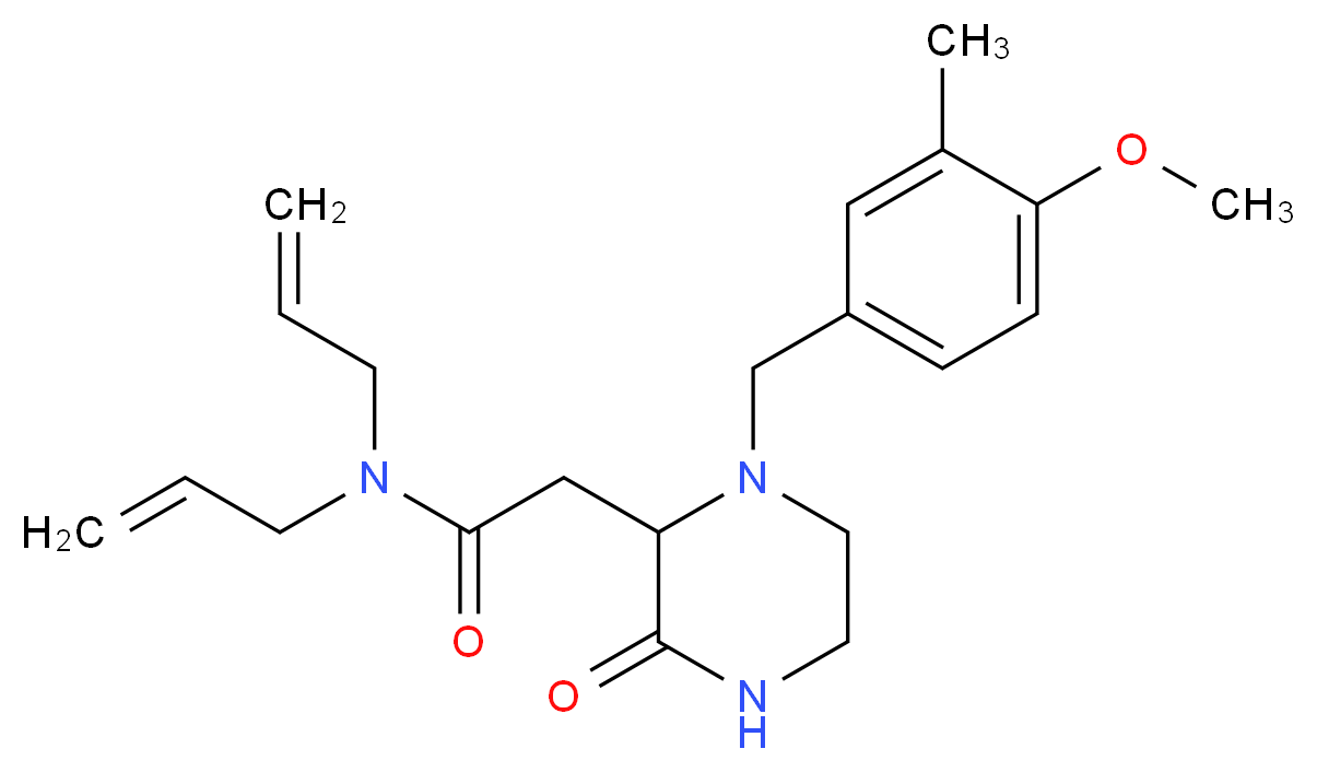 N,N-diallyl-2-[1-(4-methoxy-3-methylbenzyl)-3-oxo-2-piperazinyl]acetamide_分子结构_CAS_)