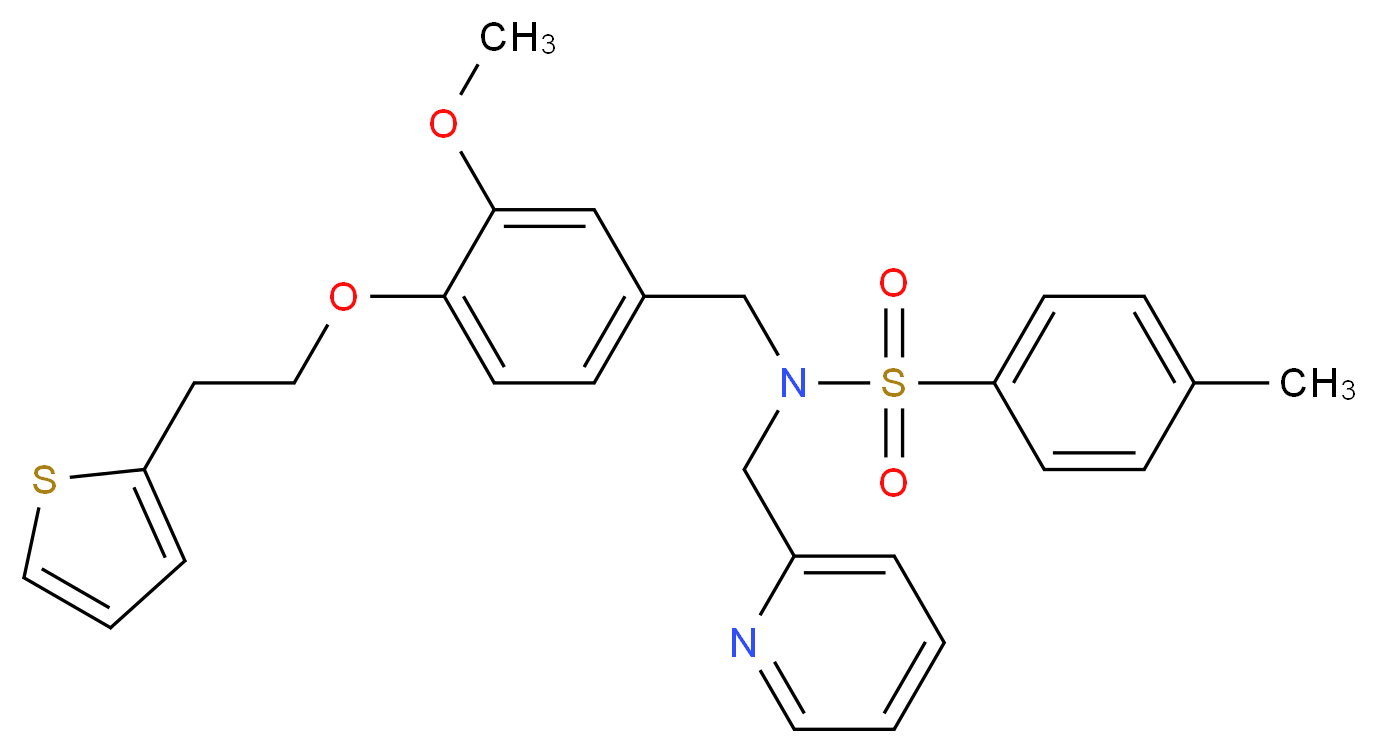 N-{3-methoxy-4-[2-(2-thienyl)ethoxy]benzyl}-4-methyl-N-(2-pyridinylmethyl)benzenesulfonamide_分子结构_CAS_)