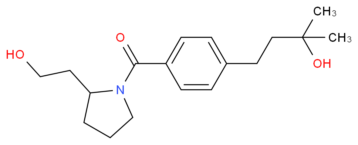 4-(4-{[2-(2-hydroxyethyl)-1-pyrrolidinyl]carbonyl}phenyl)-2-methyl-2-butanol_分子结构_CAS_)