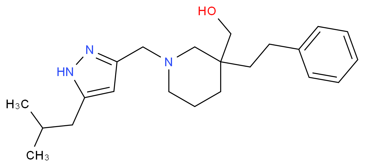 [1-[(5-isobutyl-1H-pyrazol-3-yl)methyl]-3-(2-phenylethyl)-3-piperidinyl]methanol_分子结构_CAS_)