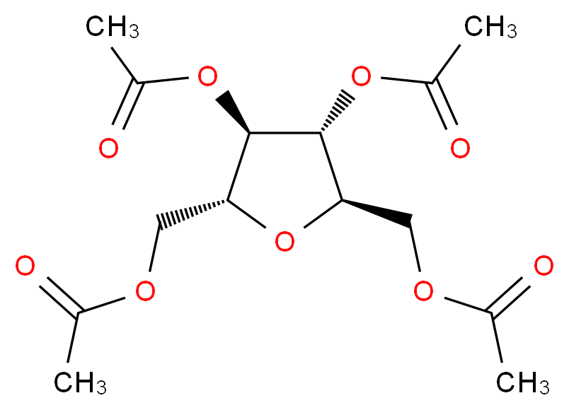 [(2R,3R,4R,5R)-3,4-bis(acetyloxy)-5-[(acetyloxy)methyl]oxolan-2-yl]methyl acetate_分子结构_CAS_65729-88-6
